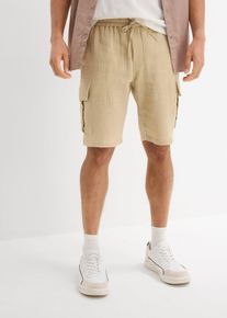 Bermudy ze vzdušného mušelínu Regular Fit | Béžová | Vel. 50 | 100% bavlna,mušelín| bonprix