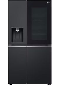 LG GSGV91EVAD Stand Side-by-Side Kombination, 91,3 cm breit, 635 L, Eis-, Crushed Ice- und Wasserspender, Wassertank, WLAN, Essence Black Steel