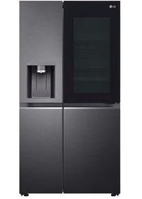 LG GSXE81EVBD Stand Side-by-Side Kombination, 91,3 cm breit, 628 L, Eis-, Crushed Ice- und Wasserspender, WLAN, InstaView, Essence Black Steel