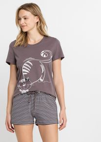 Krátké pyžamo s gumičkou do vlasů organická bavlna | Fialová | Vel. 56/58 (3XL) | 100% bavlna| bonprix