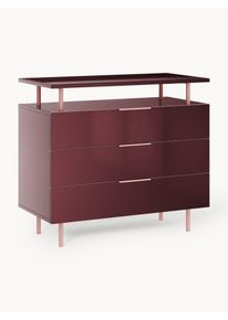 Vysoce lesklá komoda Lennie Červená Dřevo Š 100 cm, V 90 cm | Westwing Collection