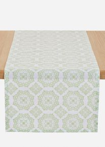 Běhoun na stůl z organické bavlny s ornamenty | Zelená | Vel. 180x30 cm | 100% bavlna| bonprix
