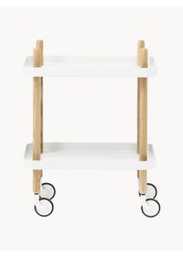 Normann Copenhagen Kovový barový vozík Block Bílá, Béžová Kov, Dřevo Š 50 cm, V 64 cm