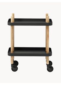 Normann Copenhagen Kovový barový vozík Block Černá, Béžová Kov, Dřevo Š 50 cm, V 64 cm