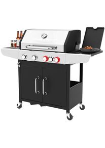 ProfiCook PC-GG 1312 Gasgrill, 4 Heizzonen, 67 x 43 cm große Grillfläche, Edelstahl