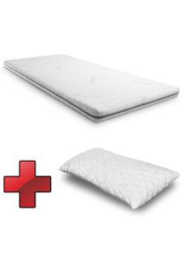 Supportho premium topper ze studené pěny 80 x 200 cm H3, výška 9 cm, stupeň tvrdosti H3 s antibakteriálním potahem + polštář CloudComfort Basic s g...