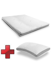 Supportho premium soğuk sünger topper 140 x 200 cm H3, yükseklik 9 cm, sertlik derecesi H3, antibakteriyel kılıf + Supportho jel etkili yastık 40 x...