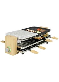 Princess Pure 8 Raclette Grillplatte 8 Pfännchen Antihaftbeschichtung 130 Watt Bambus schwarz