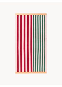 Pruhovaná plážová osuška Alvaro Červená, Zelená Bavlna Š 90 cm, D 170 cm | Westwing Collection
