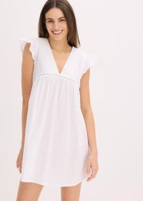 Lehká oversize noční košile ze strukturované tkaniny | Bílá | Vel. 48/50 (XL) | 100% bavlna| bonprix