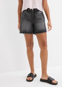 Džínové šortky Mid Waist nízký podíl streče | Černá | Vel. 40 | bonprix
