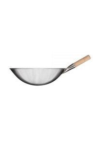 Wok-Pfanne, gebürsteter Edelstahl, Grifflänge 185 mm