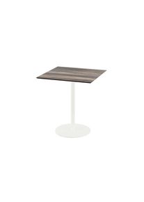 Essentials Urban Terrassentisch Weiß Gestell + Tropical Wood Hpl 70X70 Cm