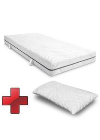 7-zone viscoelastic mattress Sleezzz Smart 90 x 200 cm, height 18 cm, firmness level H3 with air memory foam + CloudComfort Basic gel-flake pillow...