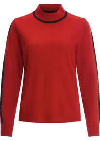 Damske Svetr se stoj&aacute;čkem a žebrovan&yacute;mi lemy červen&aacute; ,velikost 56