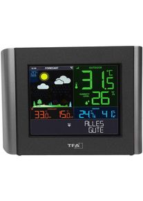 TFA Dostmann View Meteo Funk-Wetterstation Wettervorhersage für 12-24 Stunden Innenluftfeuchte Uhr WLAN schwarz