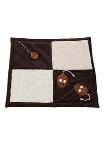 &Scaron;kr&aacute;bac&iacute; podložka Patchwork, hněd&aacute; / b&eacute;žov&aacute;.- Rozměry: D 58 x &Scaron; 49 cm
