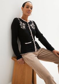 Krásný krojový kabátek s výšivkou | Černá | Vel. 56/58 (3XL) | bonprix