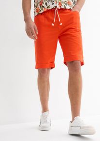 Bermudy bez zapínání ze vzdušné směsi se lnem Regular Fit | Oranžová | Vel. 48 | len| bonprix