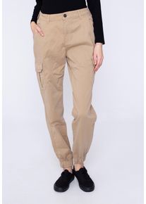 Urban Classics - Ladies High Waist Cargo Soft Taupe - Kalhoty - hnědý - W26 - 98% Bavlna, 2% Elastan