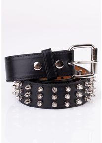 Bullet69 - 3 Row Spike Studded - Pásek - Černá - XL - 100% Polyuretan,Falešná kůže