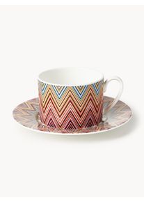 Missoni Sada šálků na kávu s podšálky z kostního porcelánu Fine Bone China Jarris, 2 díly Barevná Kostní porcelán Ø 9 x V 6 cm, 220 ml