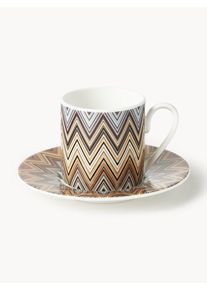 Missoni Sada šálků na čaj s podšálky Jarris, 6 dílů Barevná Kostní porcelán Ø 6 cm, V 6 cm, 120 ml