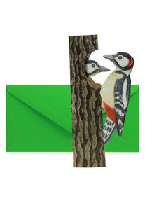 3D card: Great spotted woodpeckers