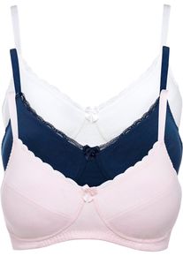 Podprsenka bez kostic s bavlnou (3 ks v balení) | Růžová | Vel. 85B | bonprix