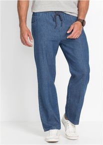 Kalhoty bez zap&iacute;n&aacute;n&iacute; z lehk&eacute; bavlny Classic Fit Straight | Modr&aacute; | Vel. 46 | 100% bavlna| bonprix
