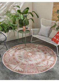 benuta Nest Vnitřn&iacute; a venkovn&iacute; kulat&yacute; koberec Bronco Terakota &oslash; 200 cm kulat&yacute; Geometrick&eacute;