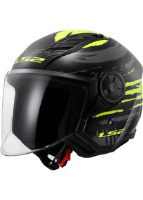 LS2 OF616 Airflow II Brush, open face helmet , color: Black/Neon-Yellow/Grey , size: XL