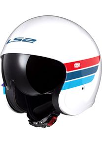 LS2 OF599 Spitfire II Retro, open face helmet , color: White/Blue/Red , size: L
