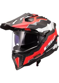 LS2 MX701 Explorer Carbon Trick, adventure helmet , color: Black/White/Red , size: L