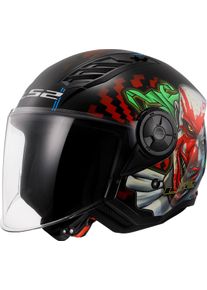 LS2 OF616 Airflow II Happy Dreams, open face helmet , color: Black/Green/Red , size: XL