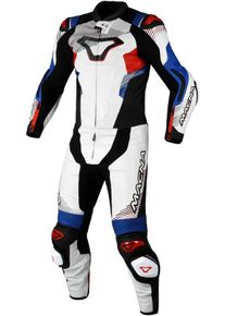 Macna Armadyl, leather suit 2pcs. perforated , color: White/Red/Blue/Black , size: 56
