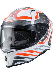 CABERG Avalon Forge, full face helmet , color: Matt White/Neon-Orange/Silver , size: XXL
