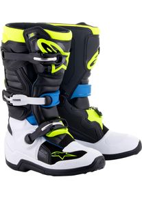 Alpinestars Tech 7S, boots youth , color: Black/White/Blue/Neon-Yellow , size: 7 US