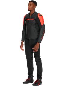 Dainese Racing 5 S25, leather jacket , color: Black/Neon-Red , size: 54