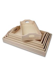 Tablett-Set, 6-teilig aus Holz, in verschiedenenen Größen