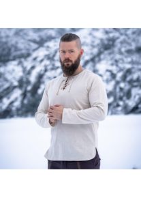 Camisa medieval con cordones naturales - XXXL - Beige - Leonardo Carbone