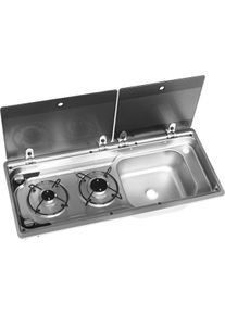Dometic MO9722R Kocher-Spülenkombination 76cm breit 2-flammiges Gas-Kochfeld metallic