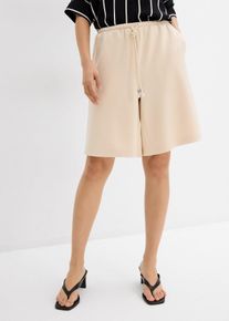 Bermudy z materiálu scuba | Béžová | Vel. 32/34 (XS) | viskóza| bonprix