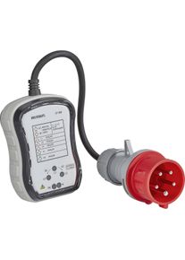 Voltcraft ST-16b 3-Phasen Steckdosentester Prüfgerät Prüfstecker 20mA CAT III grau