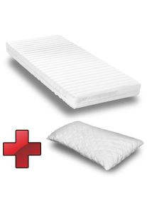Cold foam mattress K16 90 x 190 cm, height 16 cm, firmness level H2/H3 + CloudComfort Basic gel-flake pillow 40 x 80 cm free of charge