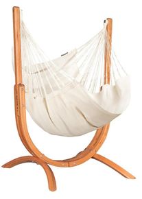 La Siesta Udine Organic Hängesessel Outdoor Gestell Bio-Baumwolle 180x115cm latte
