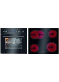 Bomann EHBC 7938 sw Einauherd-Set, 59,5 cm breit, 57 L, mit Glaskeramikkochfeld, 9 Backofen-Funktionen, schwarz