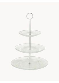 Boltze Skleněná etažérka Relief Transparentní Sklo Ø 25 cm, V 35 cm
