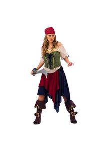 Costume completo da pirata - M - Beige/Blu/Verde/Rosso