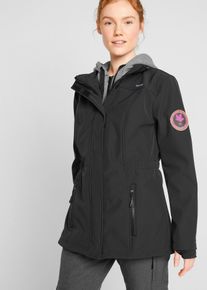 Dlouh&aacute; softshellov&aacute; bunda vodoodpudiv&aacute; vzhled 2v1 | Čern&aacute; | Vel. 56 | Softshell| bonprix